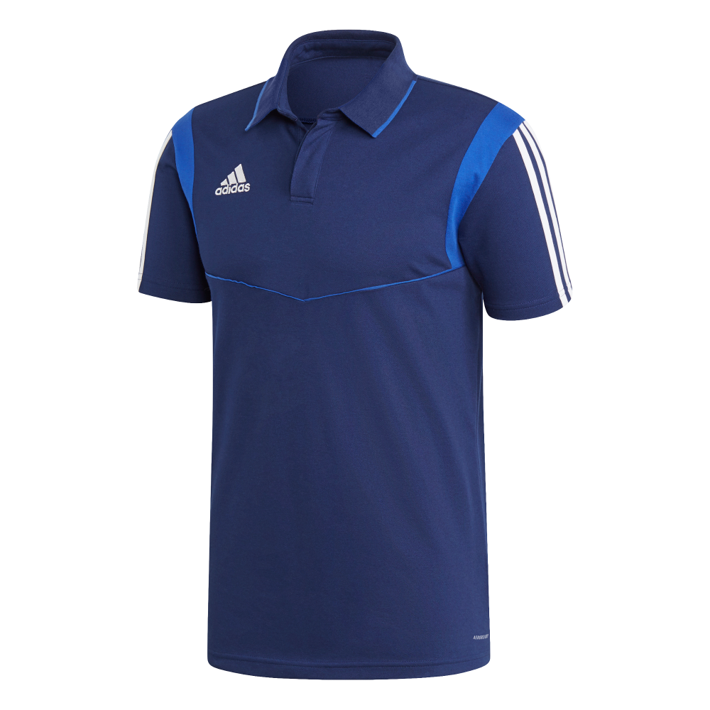 Adidas Tiro 19 Men's Training Polo Shirt - Dark Blue/Blue White - Moisture Wicking Performance Top for Soccer, Gym & Casual Wear