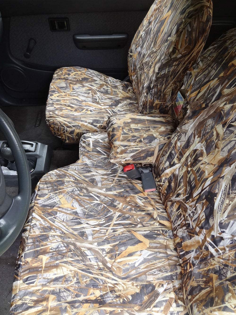 Premium Durafit Seat Covers for 1995-2000 Toyota Tacoma - Custom Fit 60/40 Split Bench Front Seat with Armrest & Shifter Cutout | Waterproof Savanna Camo Endura Fabric | Perfect for Off-Roading, Hunting & Outdoor Adventures