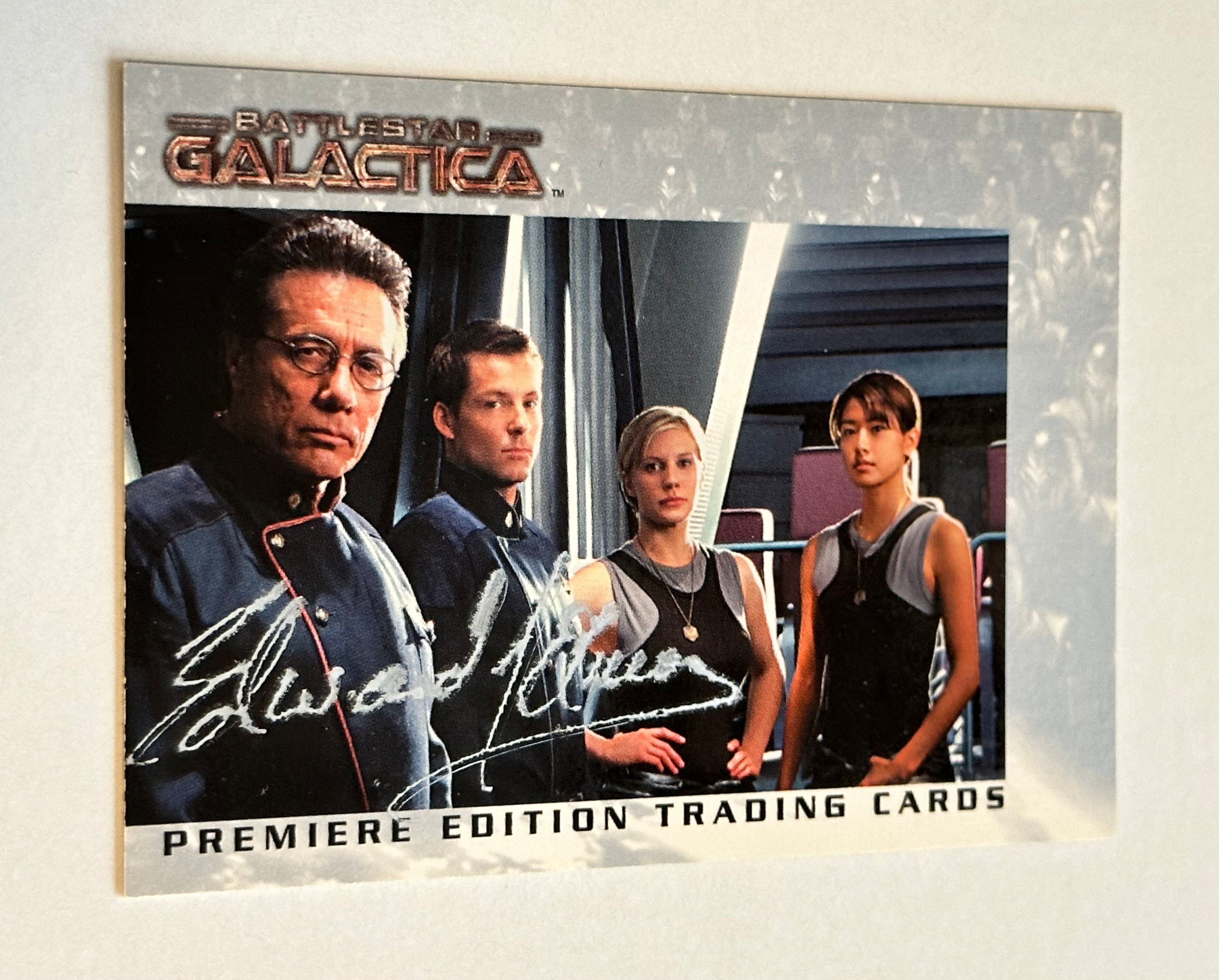 Authentic Battlestar Galactica Edward James Olmos Signed Trading Card with COA - Perfect for Sci-Fi Collectors & Memorabilia Enthusiasts