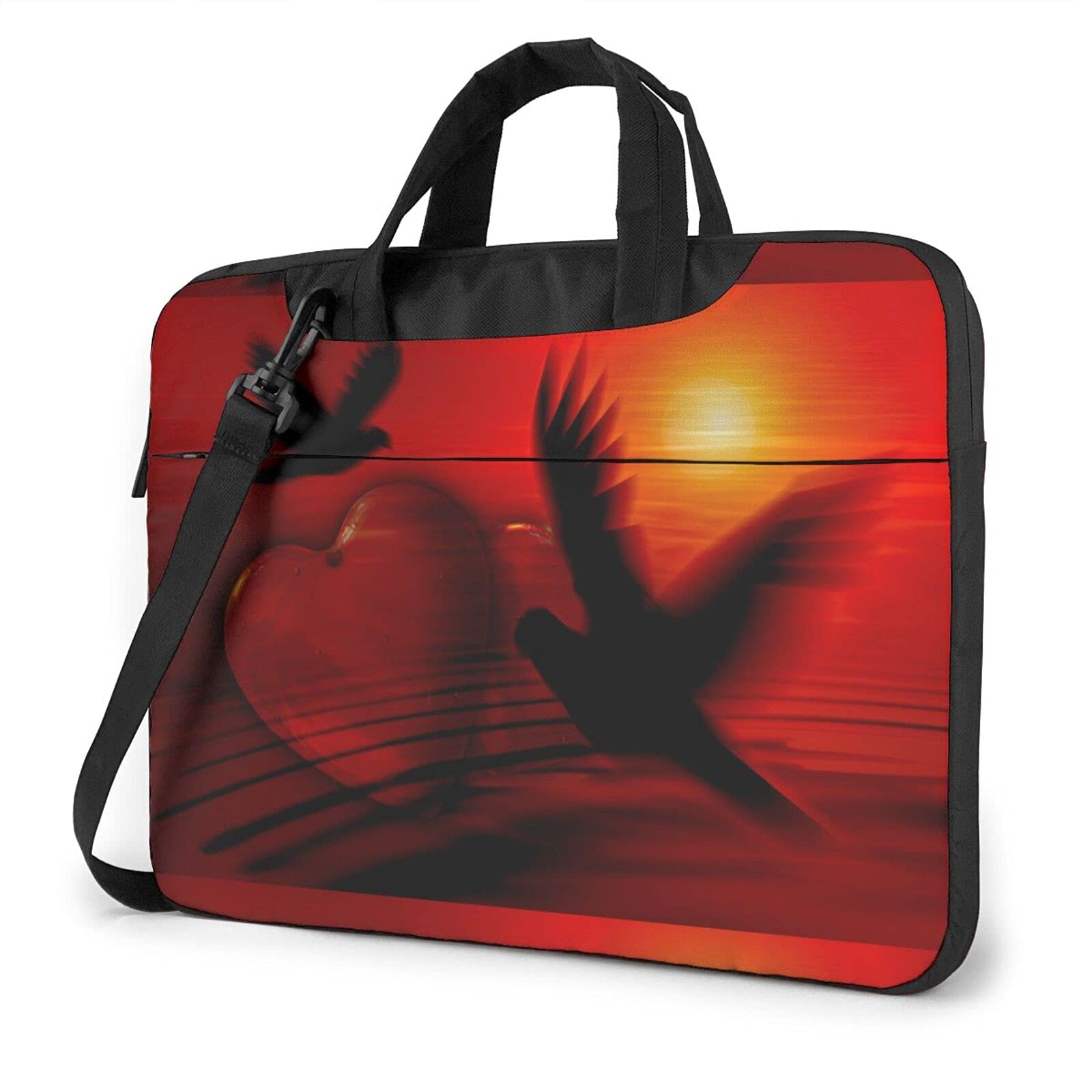 Stylish Laptop Shoulder Bag with Bird & Heart Art - Lightweight Computer Tote, Messenger Bag & Briefcase for 13-15 Inch Laptops - Perfect for Work, Travel & School Commute