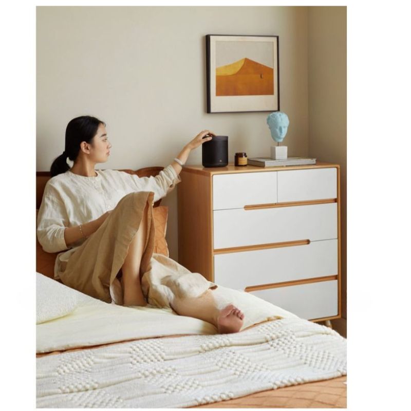 Solid Poplar Wood Chest of Drawers - 5-Drawer Storage Organizer for Bedroom, Living Room & Office | Natural Wood Dresser with Smooth Gliding Drawers