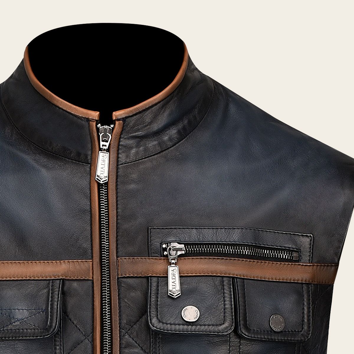 H334BOC Men's Cuadra Blue Casual Fashion Lambskin Leather Vest - Stylish Outerwear for Daily Wear, Parties & Outdoor Activities
