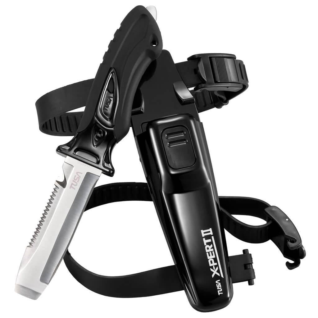 Tusa X-Pert II Dive Knife - Professional Stainless Steel Scuba Diving Knife for Underwater Safety & Rescue - Perfect for Spearfishing, Snorkeling & Marine Activities