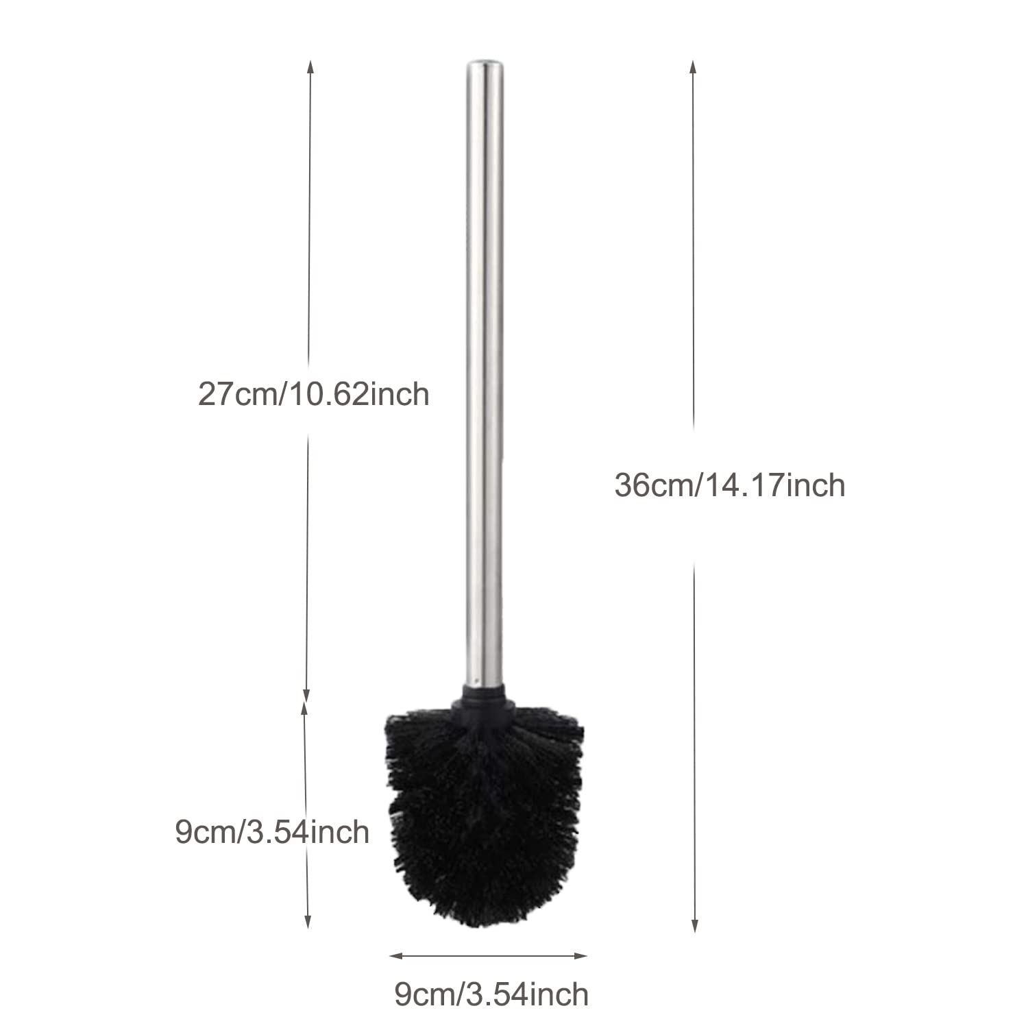 6-Pack Plastic Toilet Bowl Cleaning Brushes with Stainless Steel Handle - Durable Bathroom Scrubber for Deep Cleaning, Toilet Maintenance & Household Sanitation (Black) - Ideal for Home, Hotel & Commercial Restroom Use