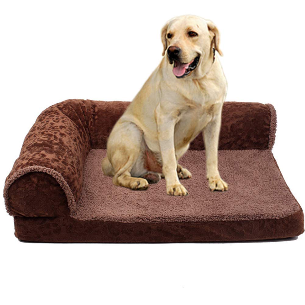Premium Orthopedic Dog Bed - Large L-Shaped Chaise Lounge Sofa Style Pet Crate Mat with Removable Washable Cover (Coffee) - Perfect for Living Room Corner, Bedroom & Pet-Friendly Spaces - Ideal for Medium to Large Dogs
