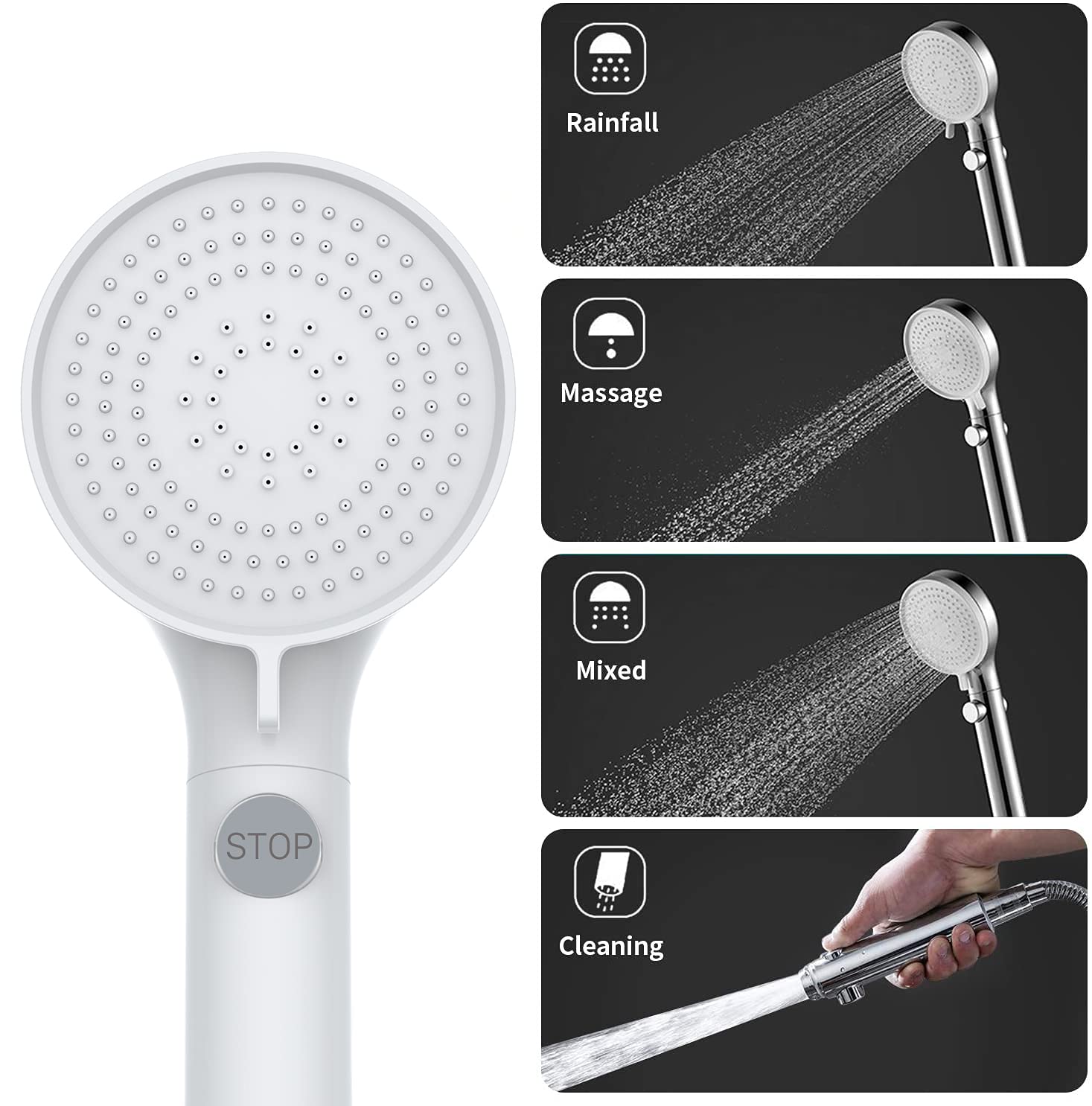 High Pressure RV Shower Head with Hose - for Travel Trailers & Boats