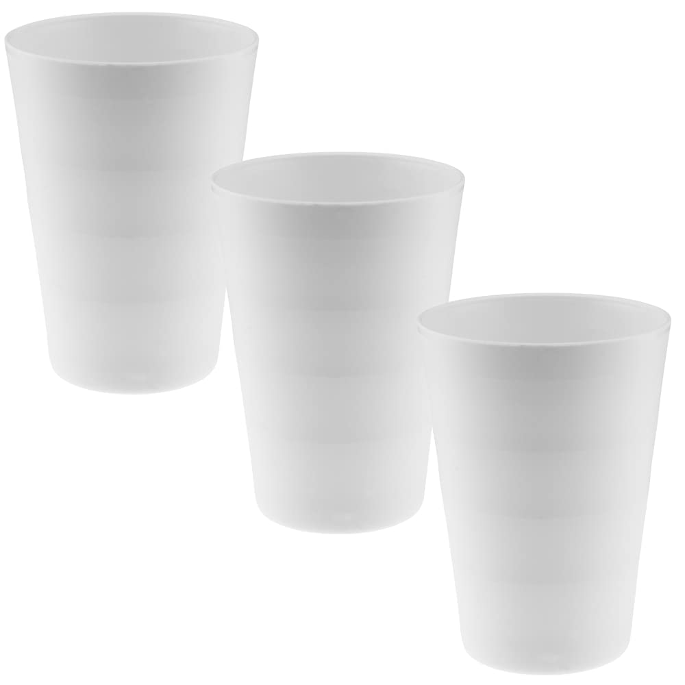 YBM HOME 18oz Unbreakable Plastic Cups - Durable Reusable Drinking Glasses for Kids & Adults, Set of 3 (White) - Perfect for Parties, Picnics, and Everyday Use