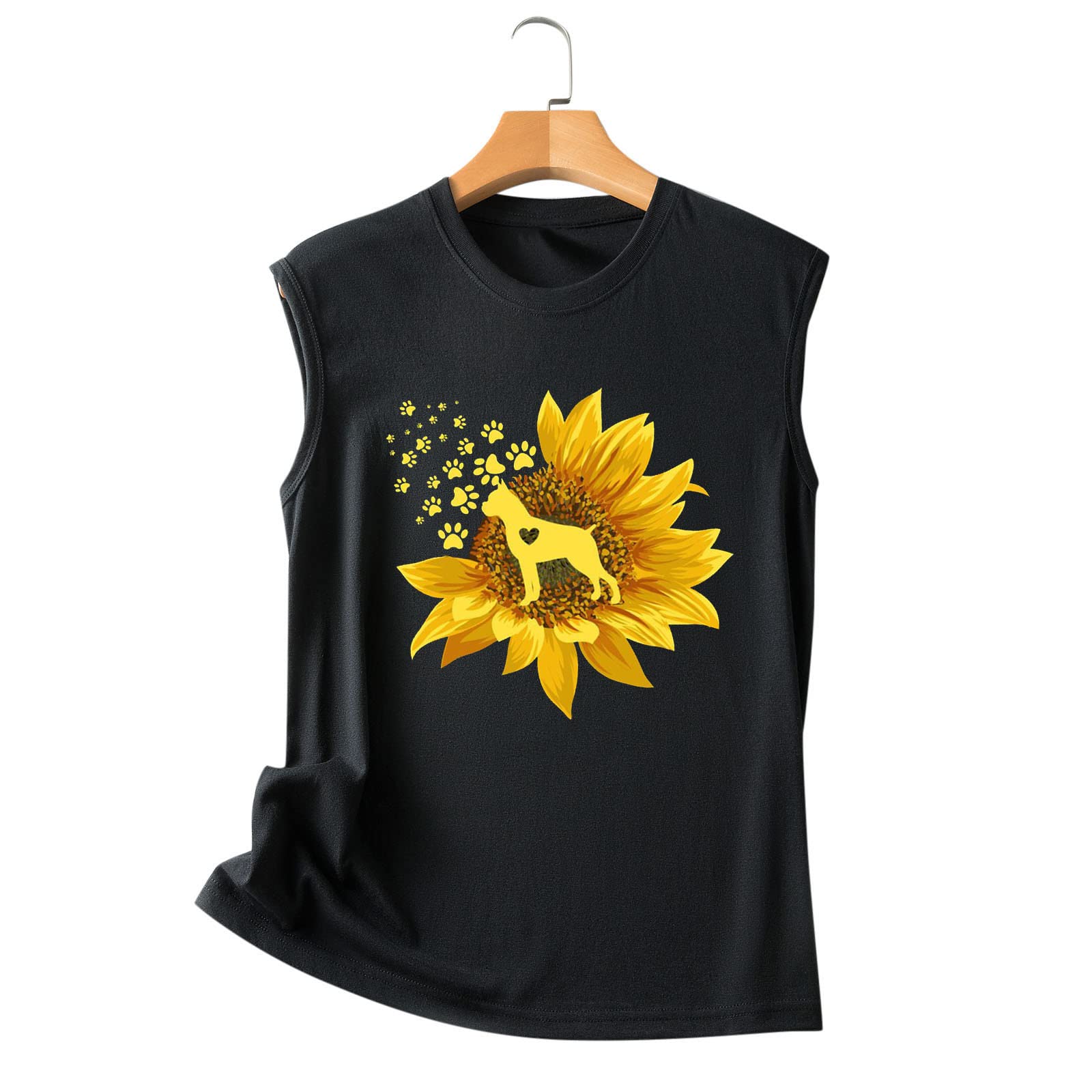 Women's Casual Sleeveless Sunflower Print O-Neck Tank Top - Gray Summer Vest for Women | Perfect for Beach, Gym & Everyday Wear