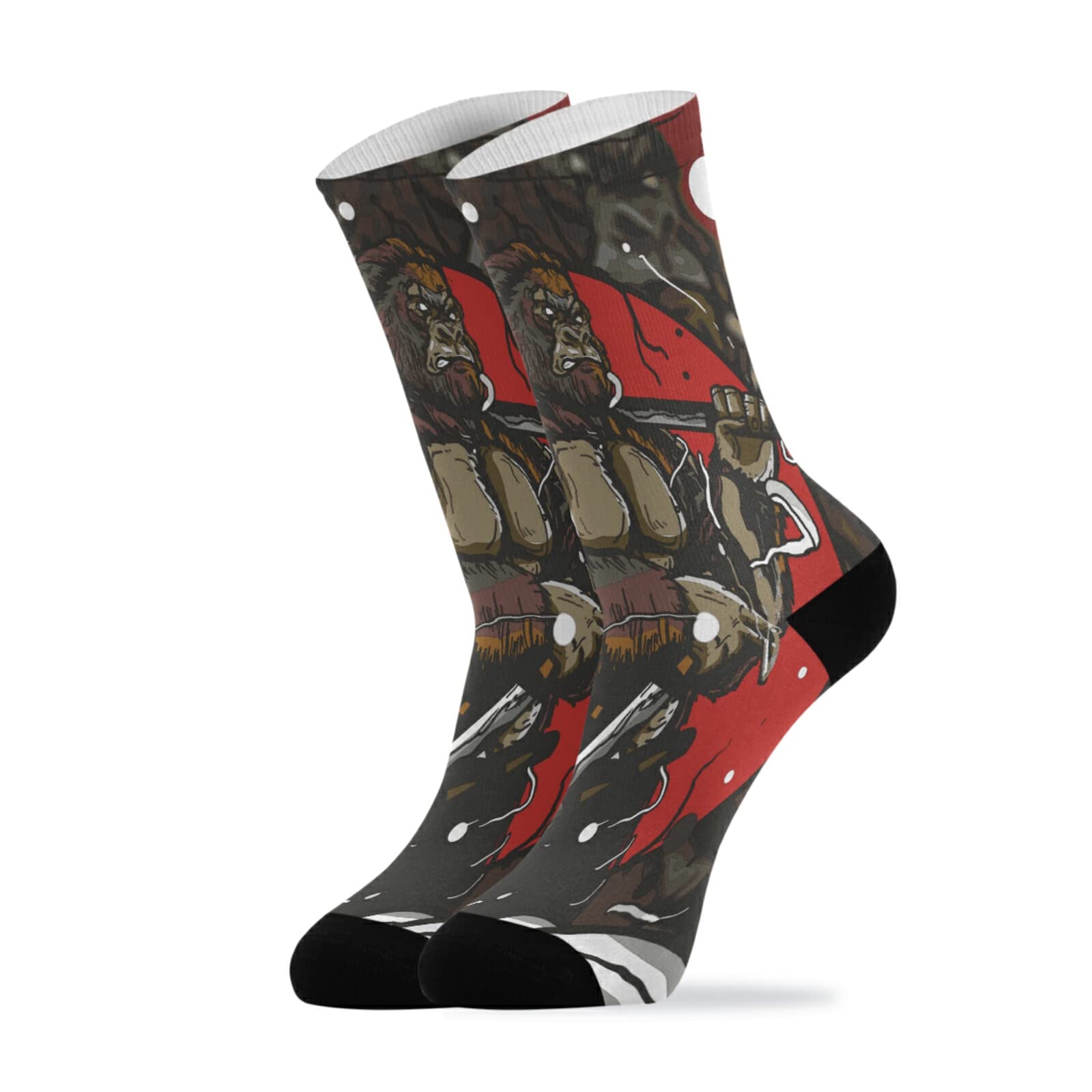 Funny Gorilla Samurai Crew Socks for Women - Novelty Fashion Socks for Casual Wear, Running & Holiday Gifts - Perfect for Costume Parties, Anime Conventions & Unique Gift Ideas