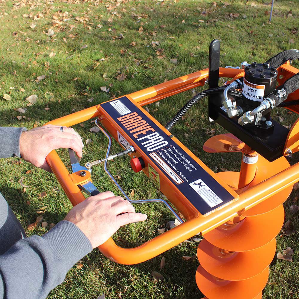 Brave Towable Hydraulic Auger with Honda GX390 Engine - Perfect for Landscaping, Fence Post Installation & Agricultural Drilling