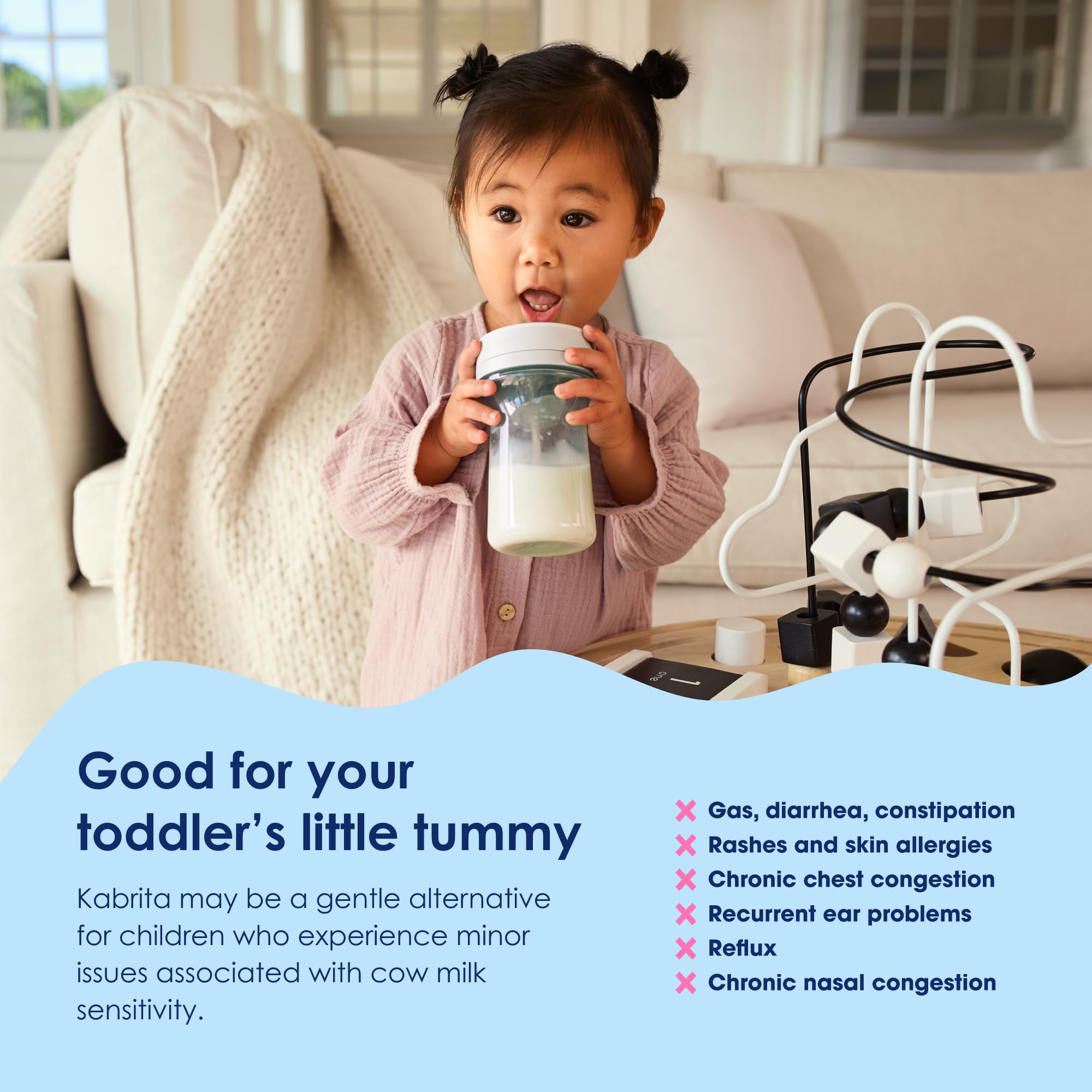 Kabrita Goat Milk Toddler Formula for 12-24 Months - Non-GMO Baby Formula with Vitamin C, D, Iron & DHA - Gentle Digestion for Sensitive Tummies - Supports Gut Health & Better Sleep - 28oz (6-Pack) - Perfect for Daycare, Travel & Nighttime Feeding