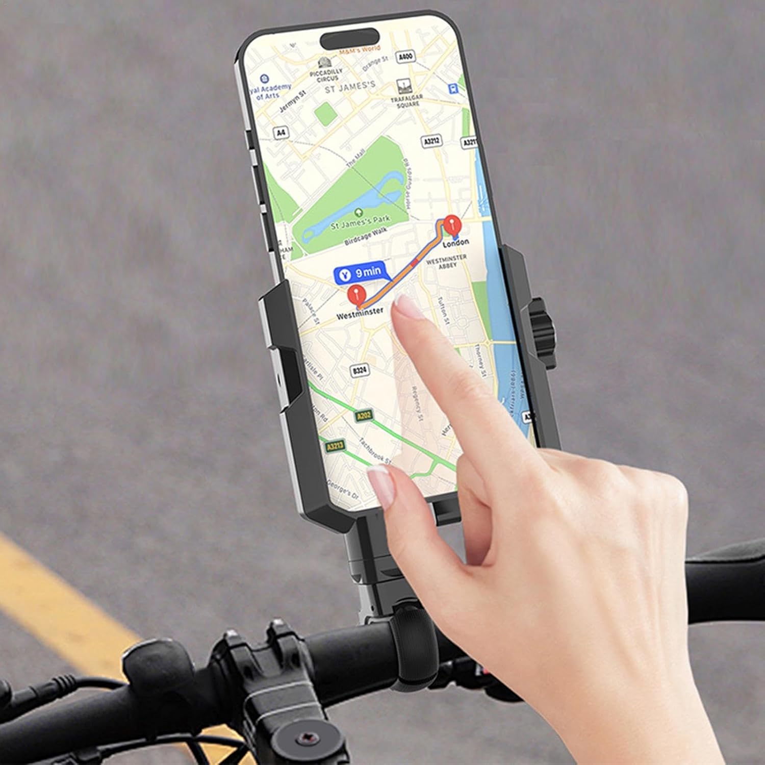**Motorcycle Phone Mount - Universal Handlebar Phone Holder for Bikes, Scooters & Cycling | Anti-Slip Adjustable Clamp for Secure Smartphone Mounting - Perfect for GPS Navigation & Adventure Riding**