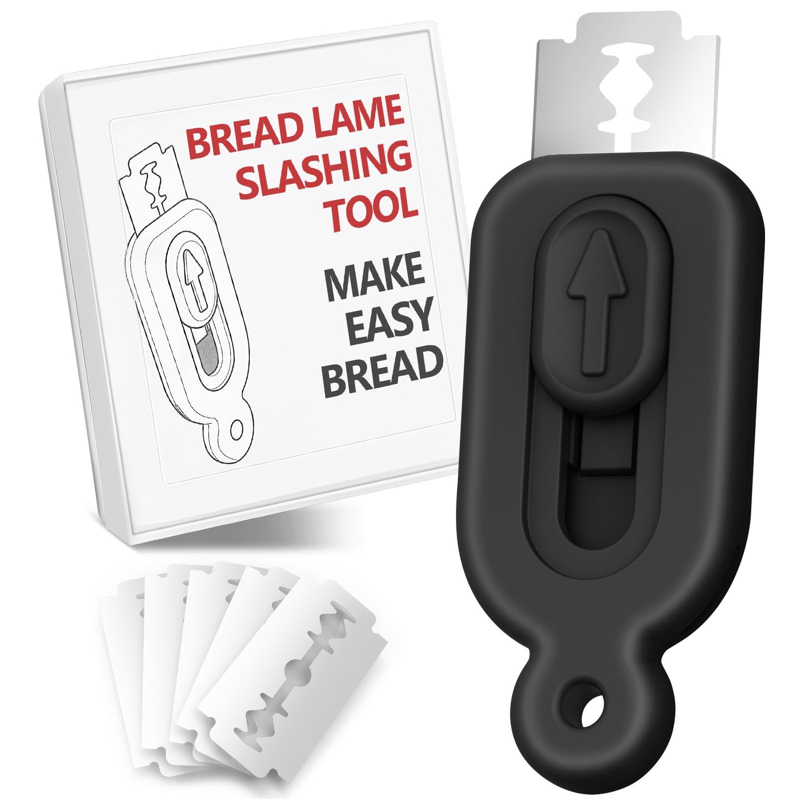 Premium Bread Lame Dough Scoring Tool Set - 2 Stainless Steel Sourdough Scorers with 10 Replacement Blades for Professional & Homemade Artisan Bread Baking - Perfect for Bakers, Bread Making Enthusiasts & Kitchen Supplies (1 Black Handle) - Ideal for Sourdough, Baguettes & Artisan Loaves
