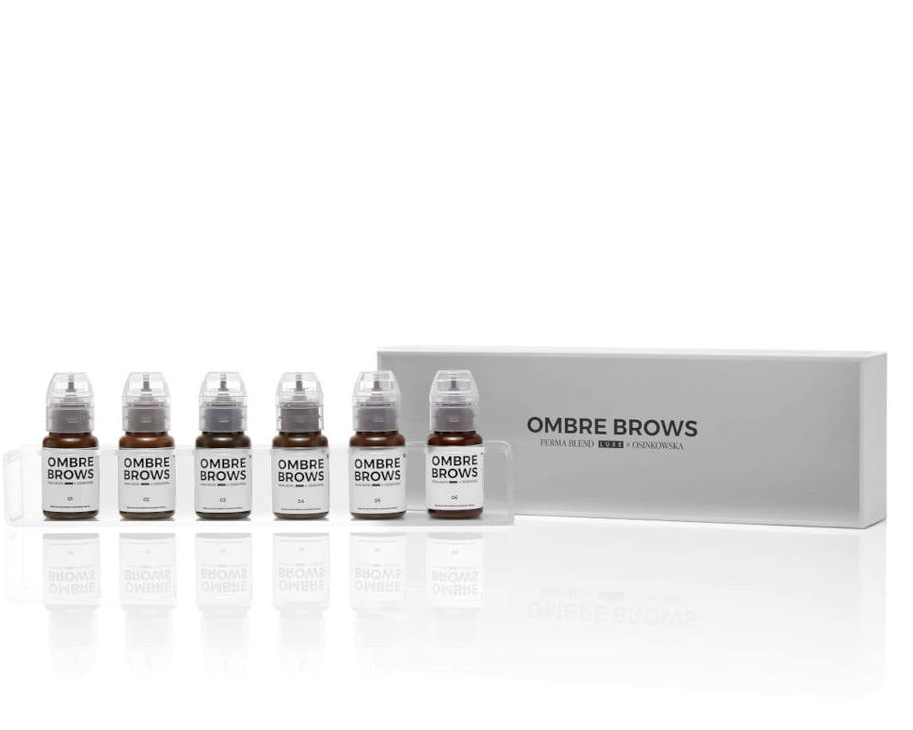 Perma Blend Luxe x Osinkowska Ombre Brows 6 Bottle Set - Professional Eyebrow Tinting Kit for Semi-Permanent Makeup, Salon & Home Use