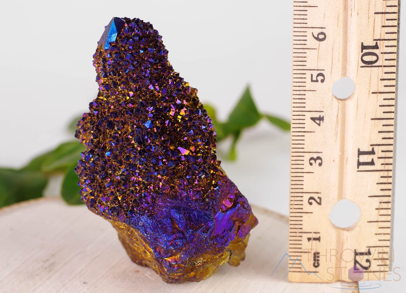 Rainbow Aura Quartz Crystal Cluster - Titanium Gold Coated Spirit Quartz for Meditation, Healing & Home Decor | Metaphysical Crystal Gift R0396 | Perfect for Yoga Spaces, Altars & Energy Healing