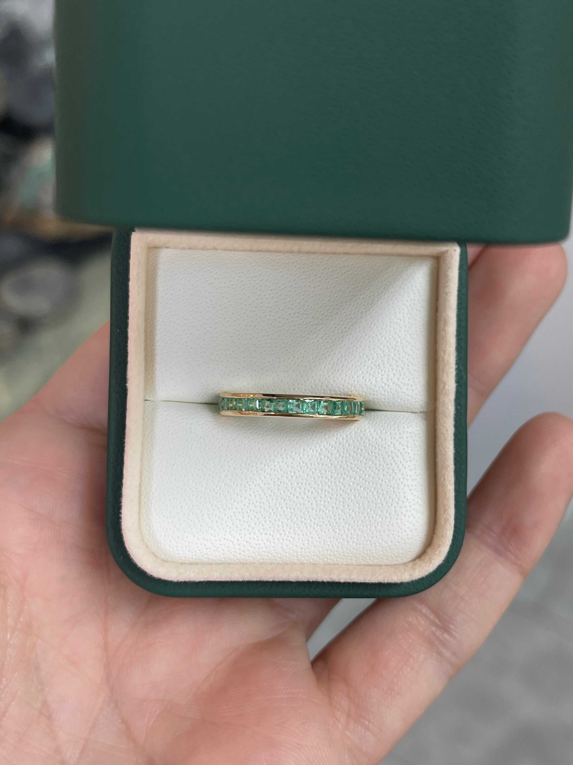 1.44tcw Princess Cut Emerald Channel Set Eternity Band Ring - 14K White Gold Size 7 - Elegant Wedding Band, Anniversary Gift for Her, Perfect for Bridal Jewelry & Special Occasions