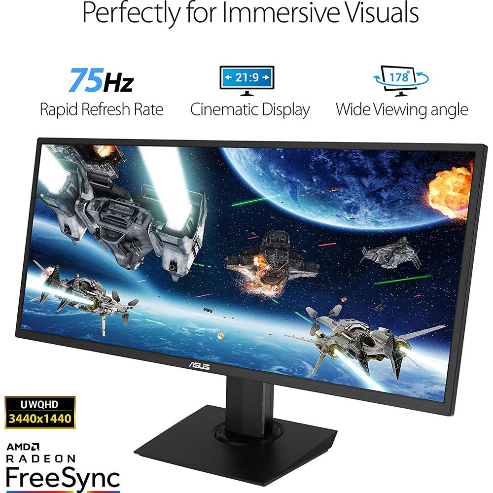ASUS 34-Inch Ultra-Wide Curved HDR Gaming Monitor - 144Hz, WQHD, FreeSync Premium - Perfect for PC & Console Gaming, Home Office & Entertainment