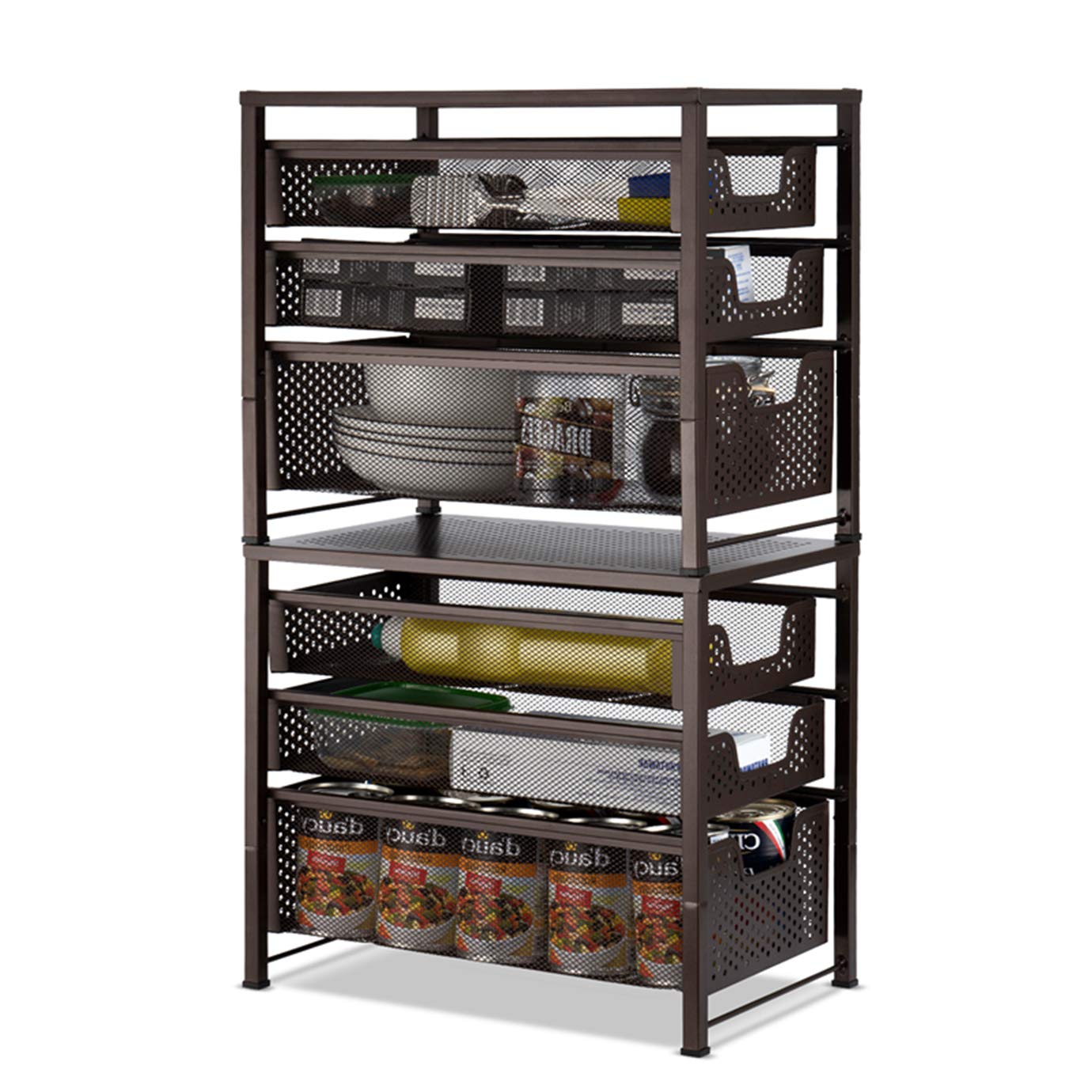 Auledio 3-Tier Stackable Under Sink Organizer with Sliding Baskets - Bronze | Space-Saving Cabinet Storage for Kitchen, Bathroom & Laundry Room Organization
