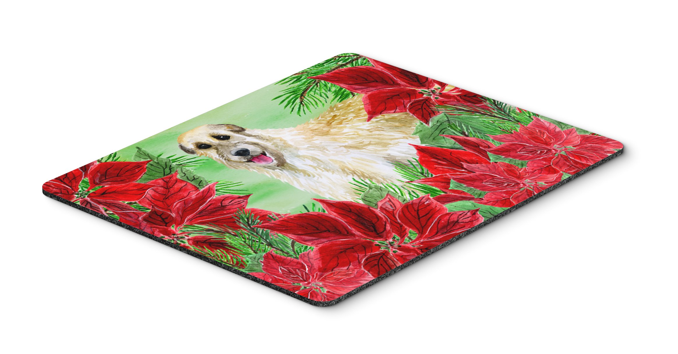 Irish Wolfhound Poinsettia Mouse Pad - Large Washable Non-Slip Desk Mat for Home Office, Gaming & Computer Work - Perfect Gift for Dog Lovers & Christmas Decor