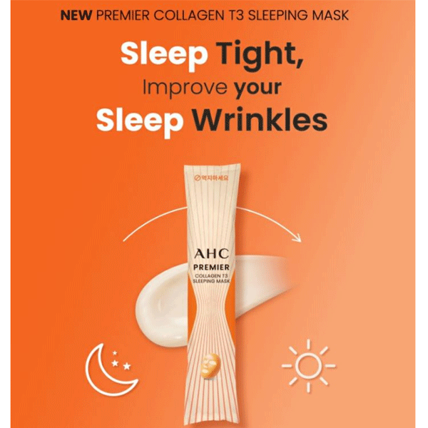 AHC Premier Collagen T3 Sleeping Mask 3.5ml x 20 Pack - Hydrating Overnight Face Mask for Glowing Skin | Perfect for Nighttime Skincare Routine & Travel