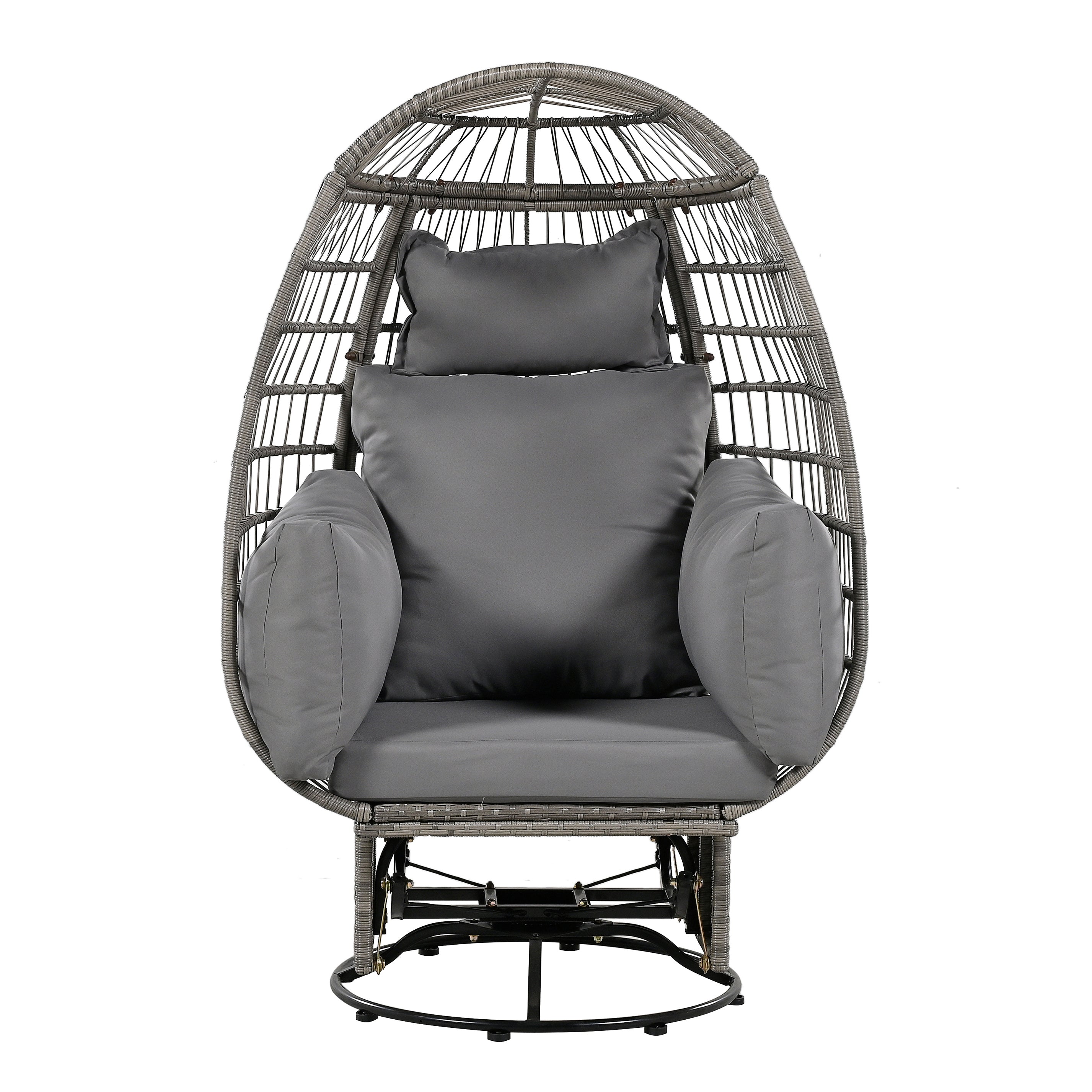 Outdoor Swivel Rocking Chair with Cushions - Rattan Egg Patio Chair for Balcony, Poolside, Garden - Perfect for Relaxing, Lounging & Sunbathing