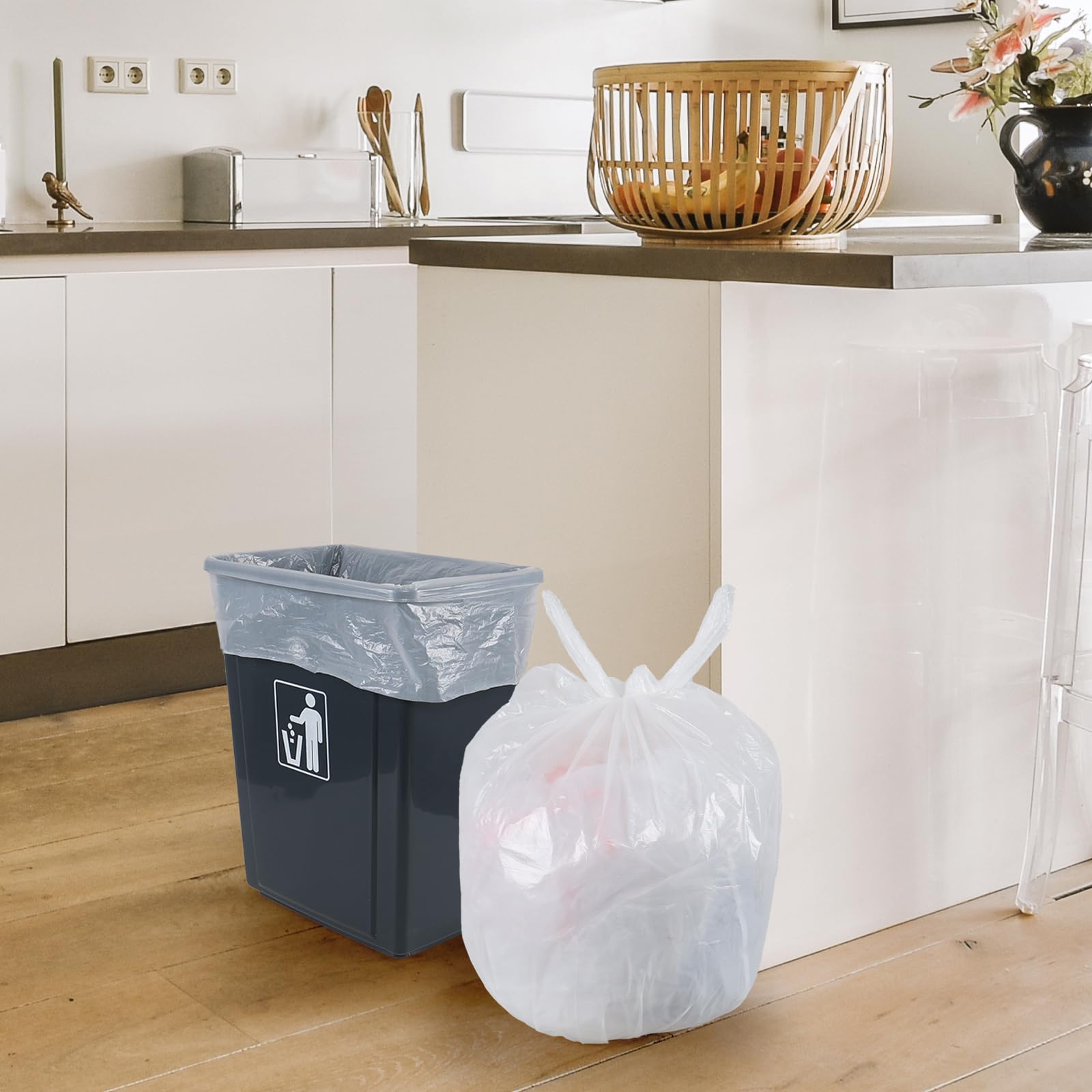 Ggbin 7 Gallon Trash Bags - 210 Count (2 Rolls) Heavy Duty White Kitchen Garbage Bags for Home, Office & Outdoor Use