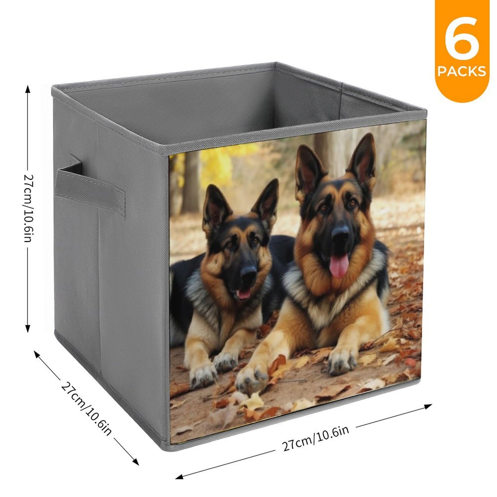 6-Pack Collapsible Storage Bins for German Shepherd Dog Lovers - Large Closet Organizer with Handles, Foldable Storage Baskets for Home Organization (Perfect for Pet Supplies, Clothing, Toys & Household Items)