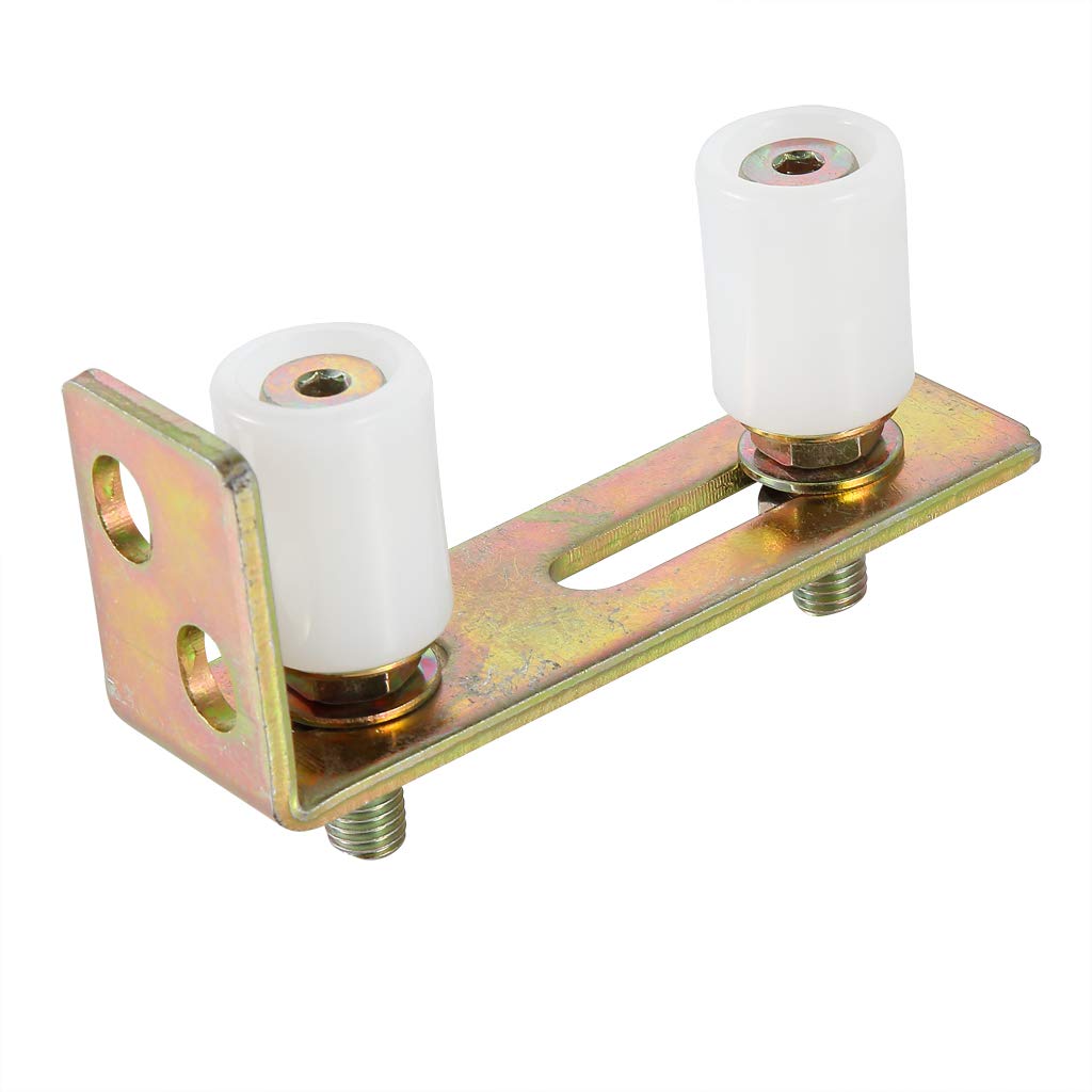 Skelang Adjustable Dual Nylon Rollers Gate Assembly - 2 Pack Slide Gate Guide Roller with L Post Bracket for Sliding Rolling Gates (2-5/16