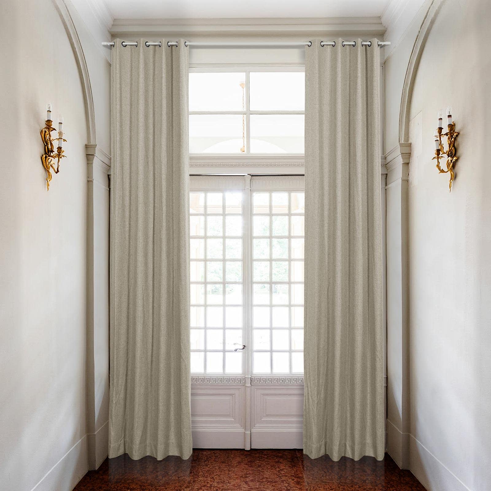 ChadMade 100% Flax Linen Blackout Curtains - Thermal Insulated Extra Long Window Drapes (50
