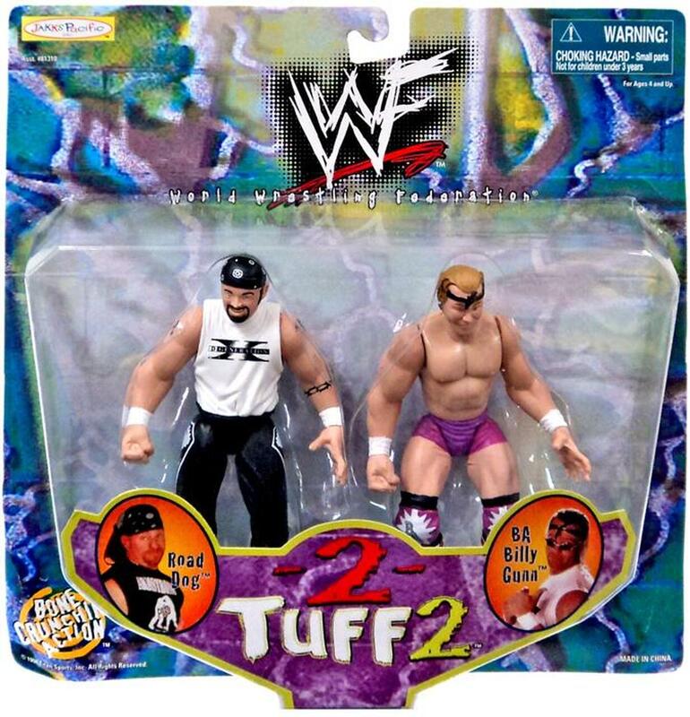 1998 WWF Jakks Pacific 2 Tuff 2 Road Dogg & BA Billy Gunn Wrestling Action Figures - Vintage Collectible Toys for WWF Fans, Wrestling Memorabilia, and Display Decor
