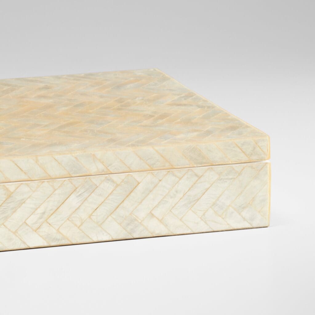 Cyan Design 11683 Triton Rectangle Box - Pearl Finish Large Decorative Storage Box for Jewelry, Home Decor & Gift Wrapping | Perfect for Bedroom, Bathroom & Living Room Organization