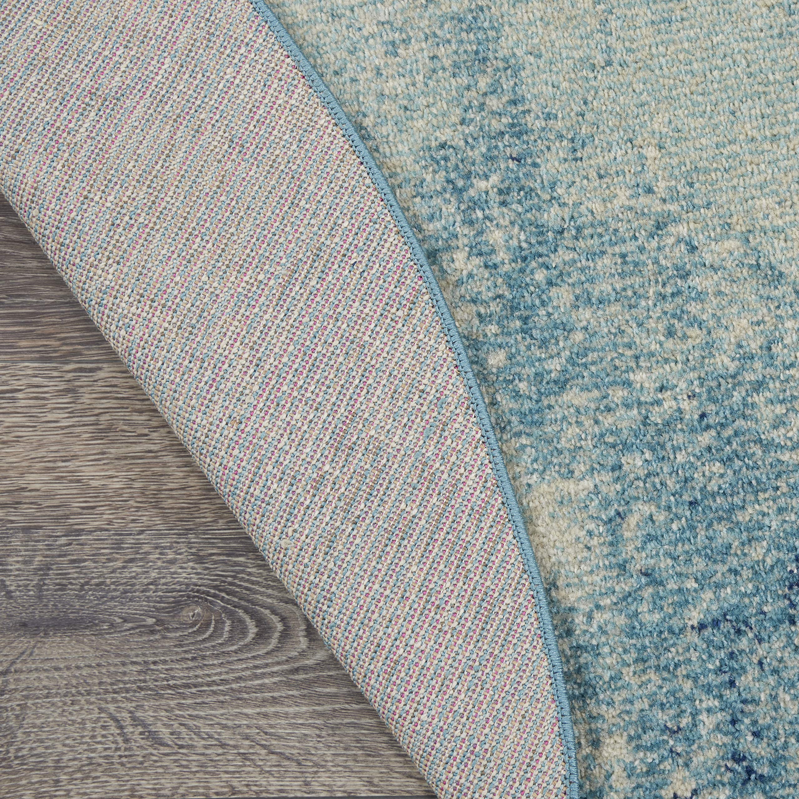 Nourison Passion Navy/Light Blue 8' Round Area Rug - Modern Abstract Design, Easy Cleaning, Non-Shedding - Perfect for Bedroom, Living Room, Dining Room & Kitchen Decor