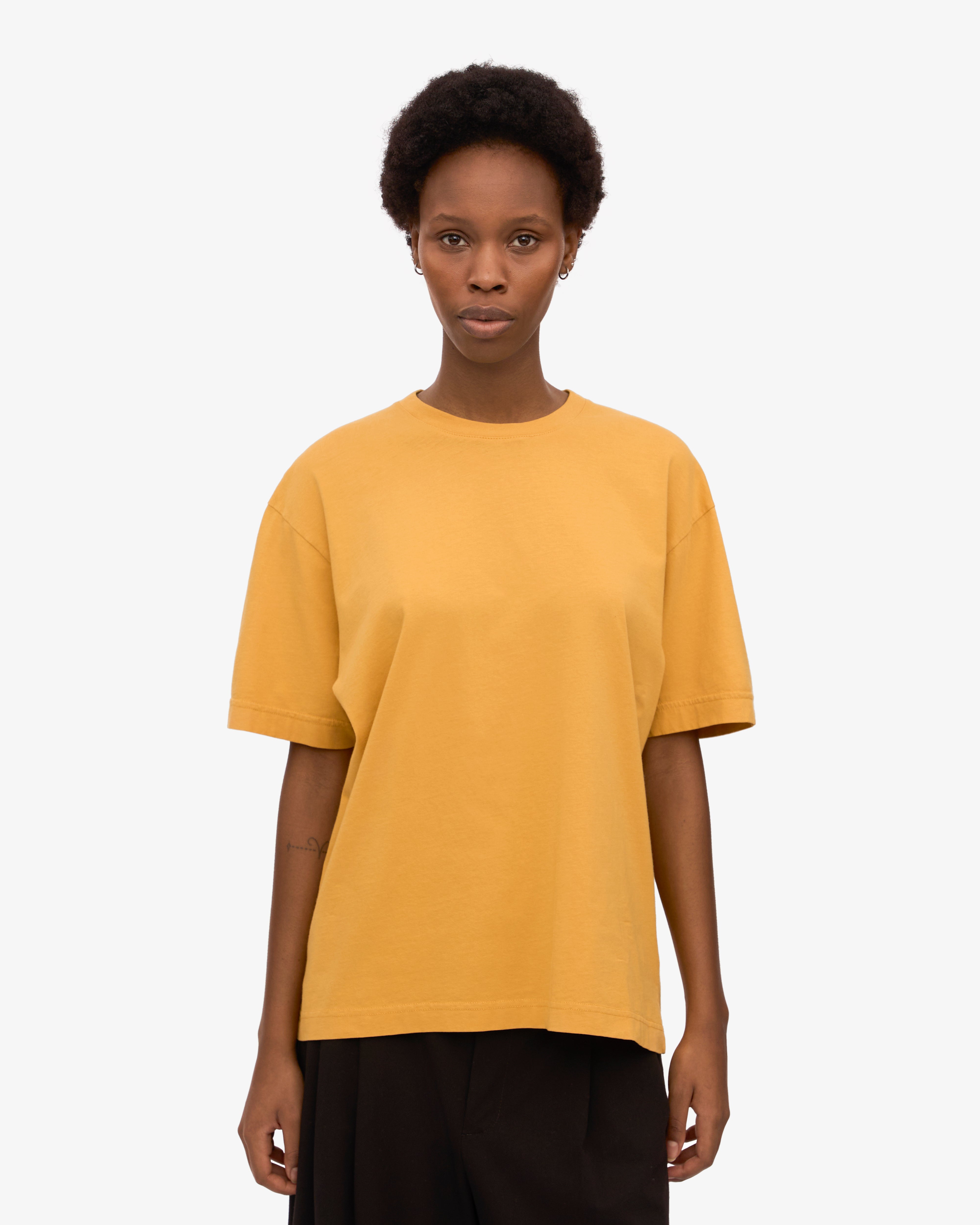 Oversized Organic Cotton T-Shirt for Women - Soft & Comfortable Burned Yellow Tee - Perfect for Casual Wear, Loungewear & Street Style