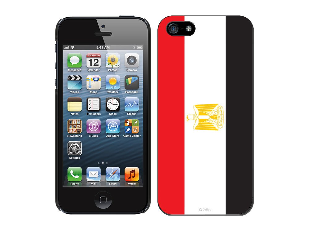 Cellet Proguard Protective Case with Egyptian Flag Design for Apple iPhone 5 - Black | Durable Phone Cover for Everyday Use & Travel