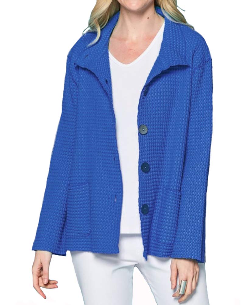 Focus Fashion Women's Cotton Waffle Knit Jacket - All Season Lightweight Cardigan for Casual Wear, Loungewear & Outdoor Activities (Style C602)