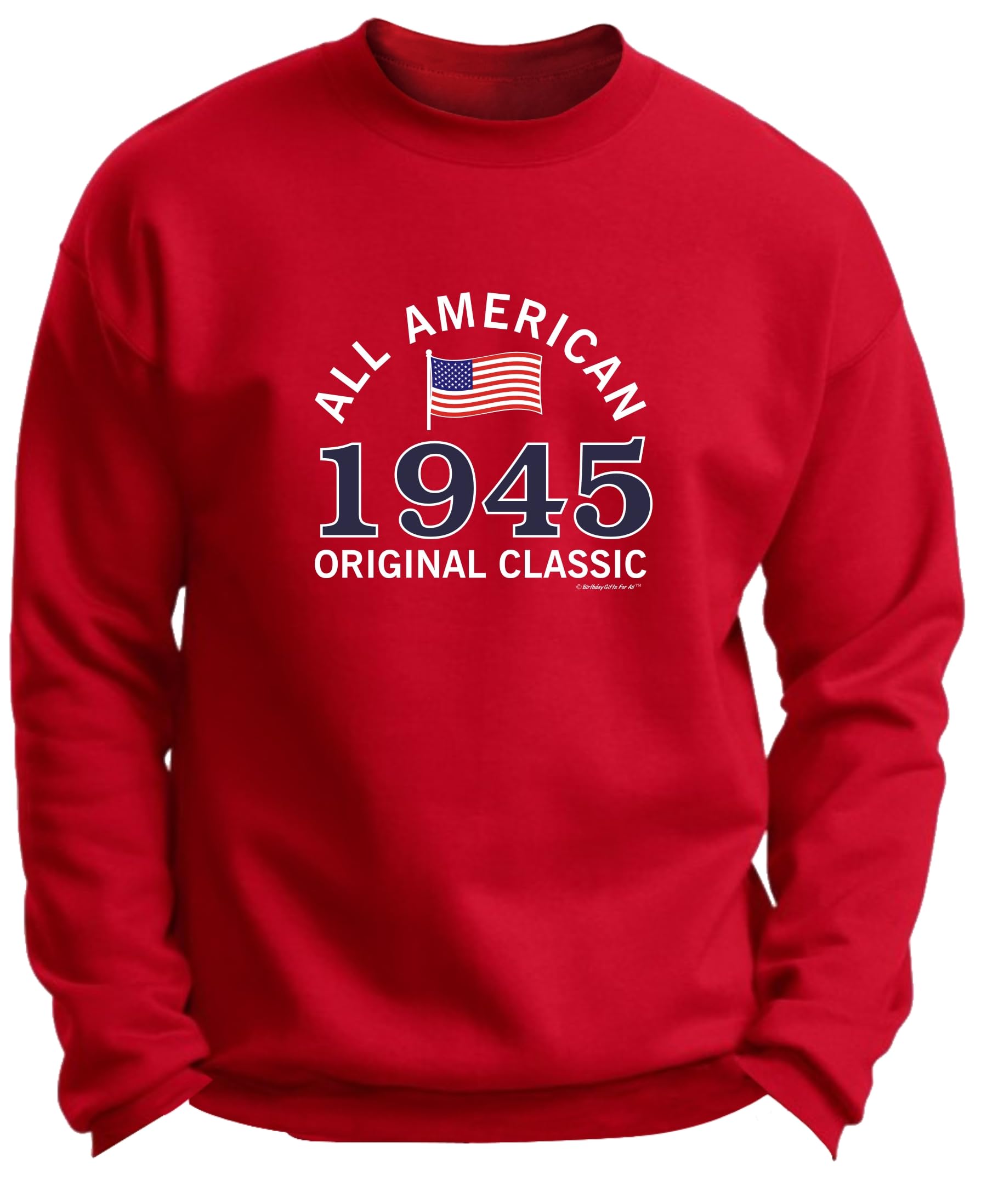 80th Birthday Shirt - Premium All American Classic Crewneck Sweatshirt for Milestone Year | Perfect Birthday Gift for Men & Women | Great for Parties, Family Reunions & Special Celebrations