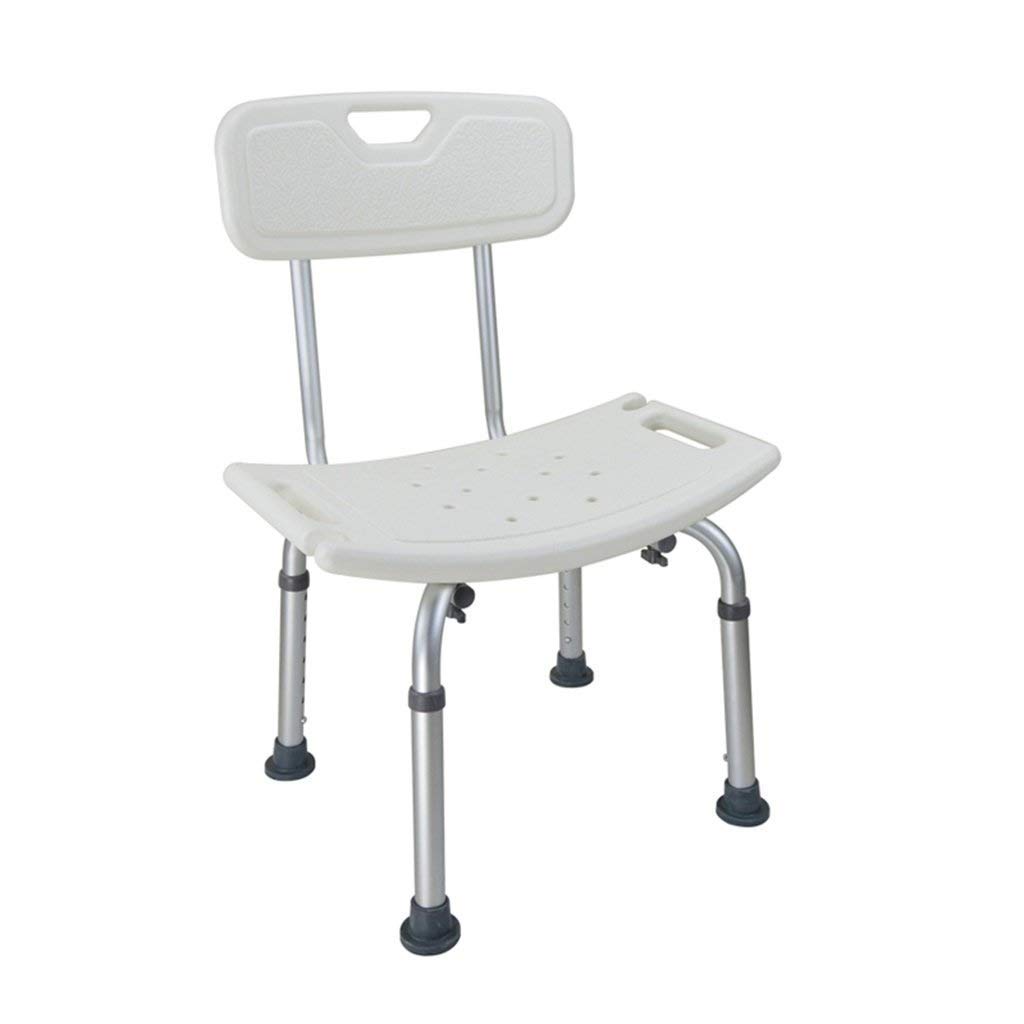 Adjustable Aluminum Alloy Bath Stool with Backrest - Anti-Slip Shower Seat for Elderly, Handicapped & Pregnant Women (Max 136kg/300lbs) - White Bathroom Stool for Safe & Comfortable Showering, Spa & Home Care Use