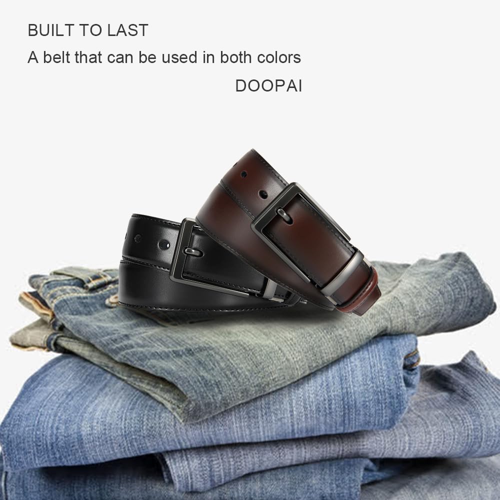DOOPAI Reversible Leather Belt for Men 1.25
