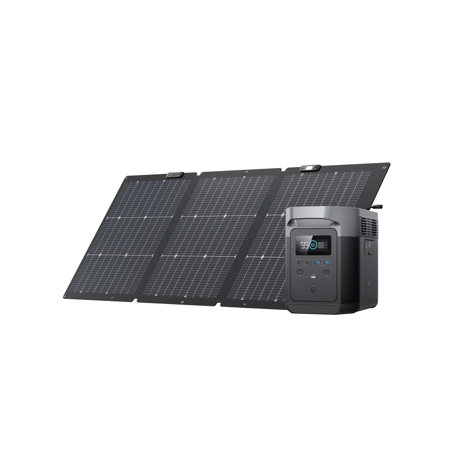 EcoFlow DELTA Portable Solar Power Station with 160W Solar Panel - Perfect for Camping, RV Trips, and Emergency Power Backup