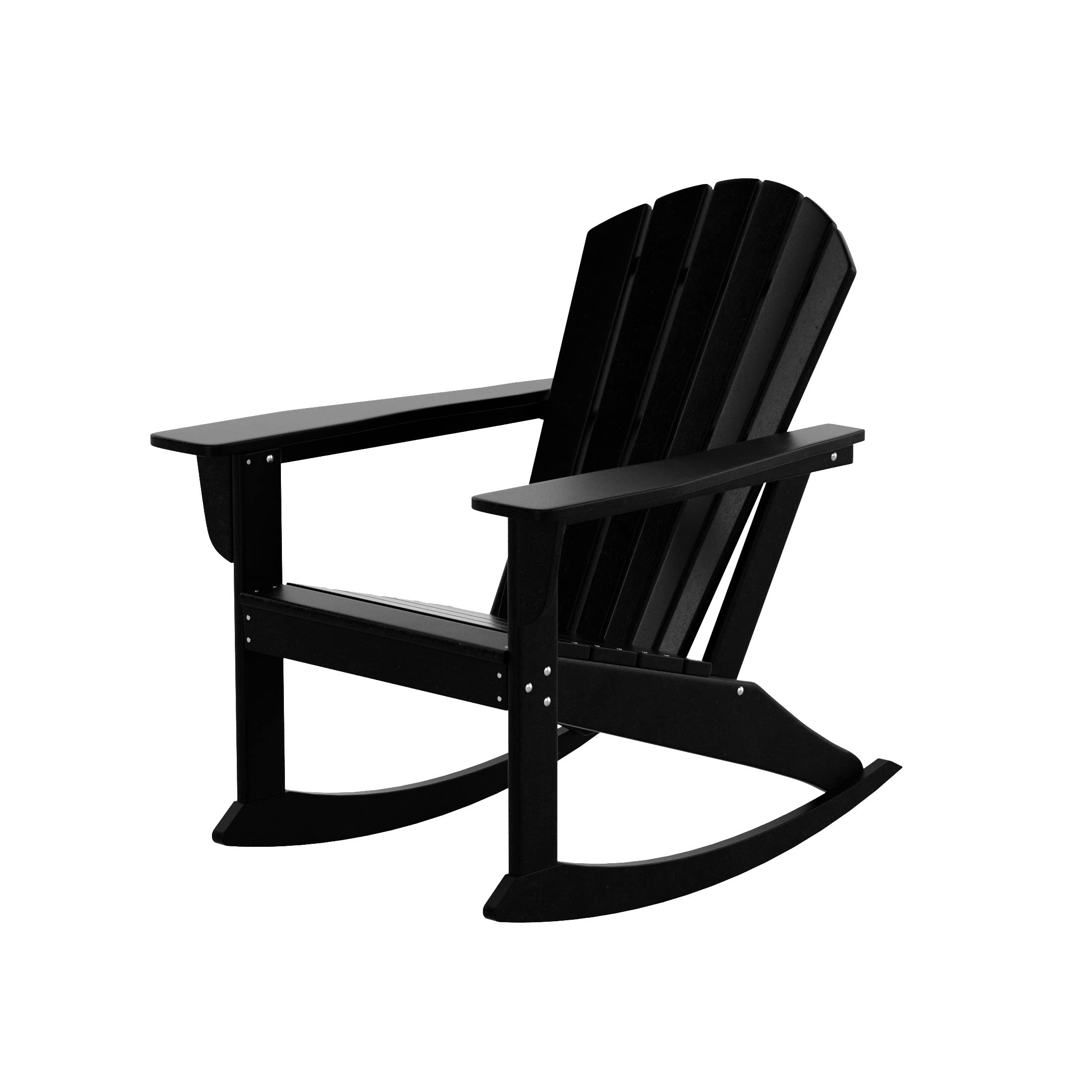 WestinTrends Dylan Outdoor Rocking Chair - All-Weather Poly Lumber Seashell Adirondack Rocker - 350 lb Weight Capacity - Black Patio Rocking Chair for Porch, Garden, Backyard & Indoor Use - Perfect for Relaxing, Reading & Enjoying Outdoor Spaces