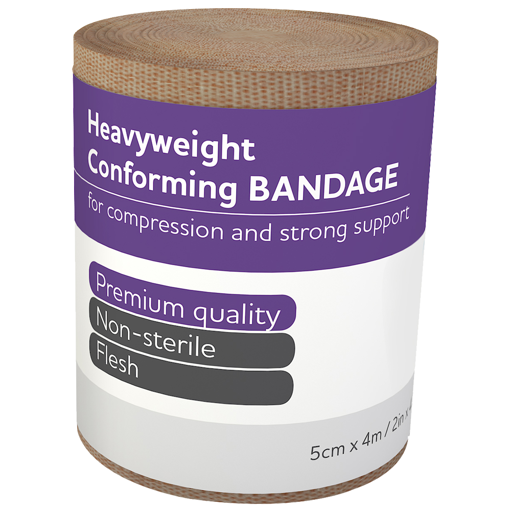 Heavyweight Conforming Bandages 5cm x 4m (12 Pack) - First Aid, Sports Injuries & Wound Care Support