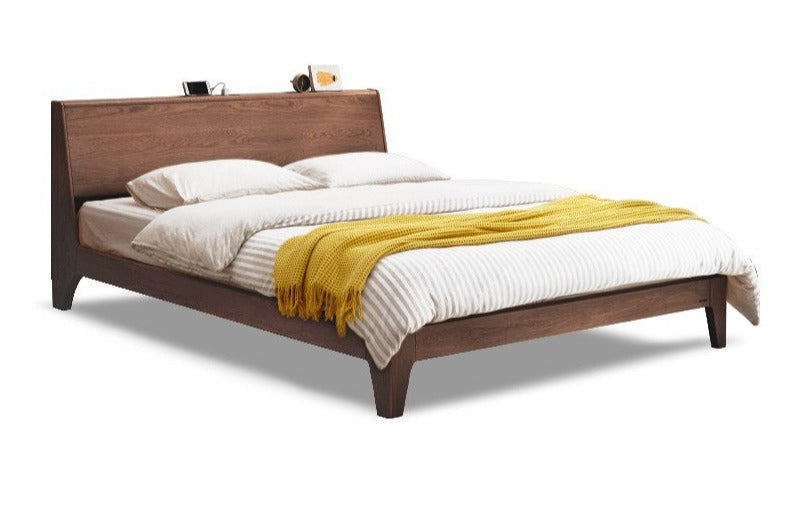Solid Oak Wood LED Bed Frame with Built-in Lighting - Perfect for Modern Bedrooms, Guest Rooms, and Cozy Home Decor