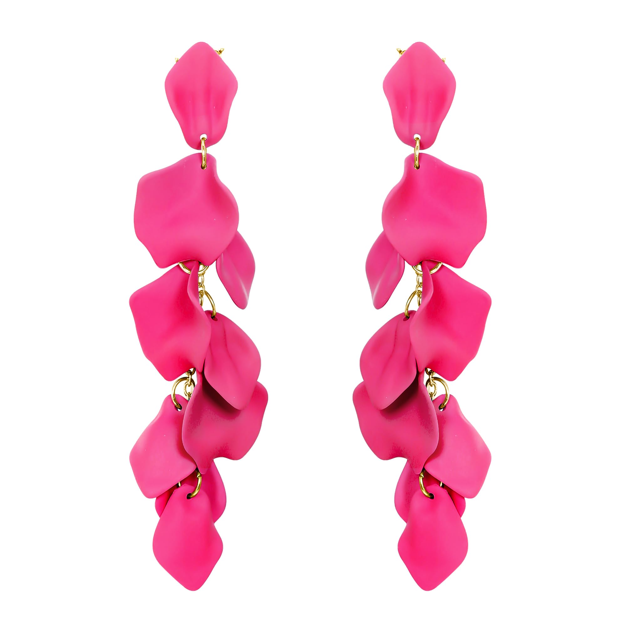 EVER FAITH 5-6 Pairs Acrylic Statement Tropical Leaf Petal Hoop Dangle Earrings - Colorful Fashion Jewelry for Women & Girls | Perfect for Summer, Beach, Parties & Boho Outfits