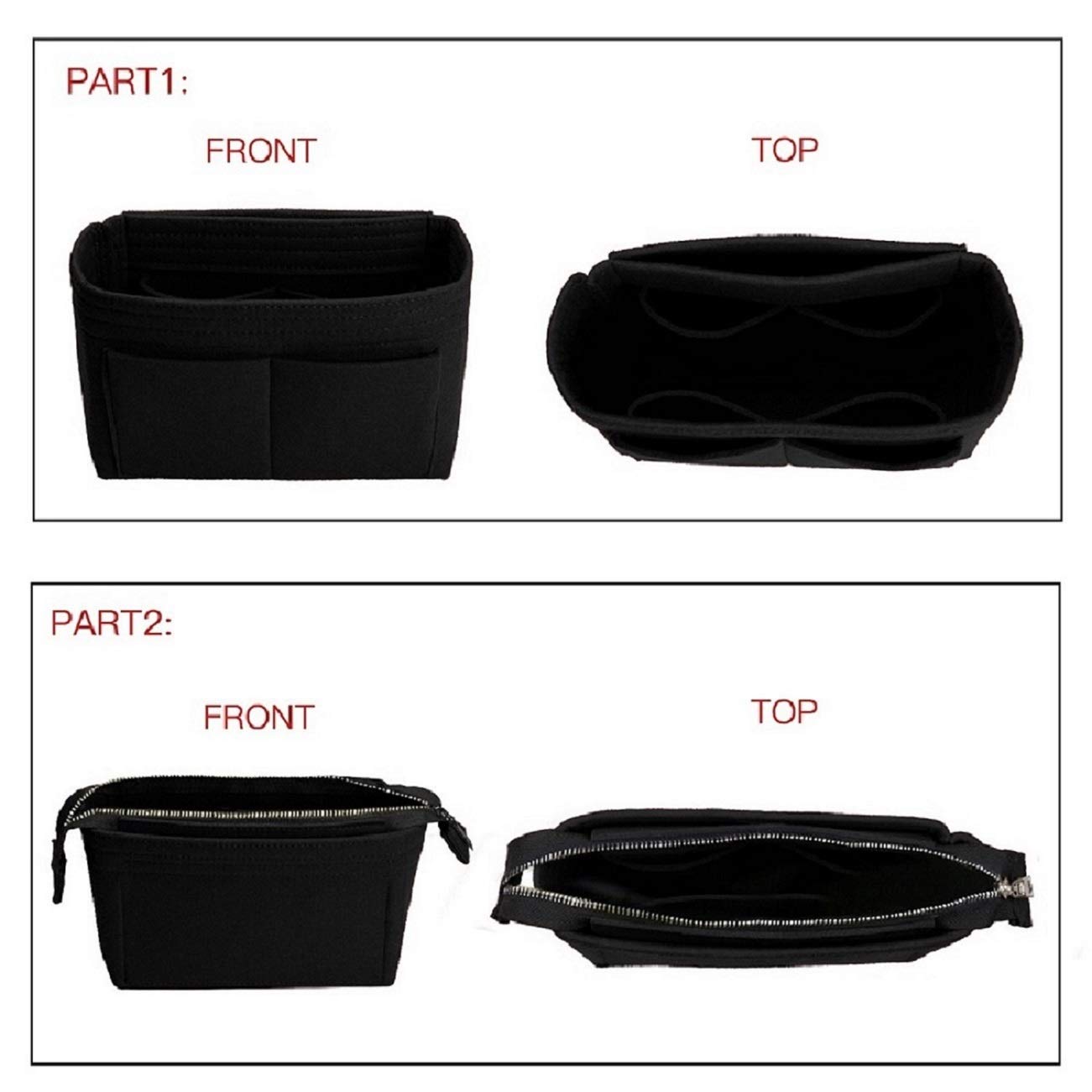ZTUJO Purse Organizer Insert for LV NeoNoe Noé - 2 Pack Handbag Organizer with Multiple Pockets | Perfect for Travel, Work & Daily Use to Keep Essentials Organized