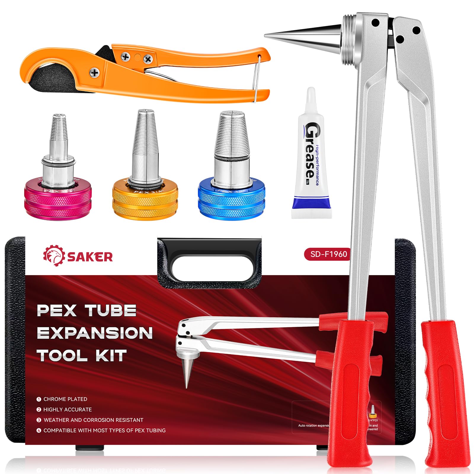 Saker PEX Tube Expansion Tool Kit - PEX-A Expansion Tool with 1/2