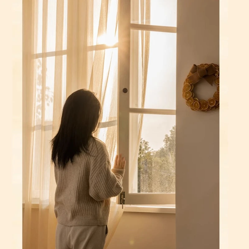 Lillian Gold Gauze Jacquard Sheer Custom Curtains for Living Room & Bedroom - Elegant Window Drapes with Light Filtering Design