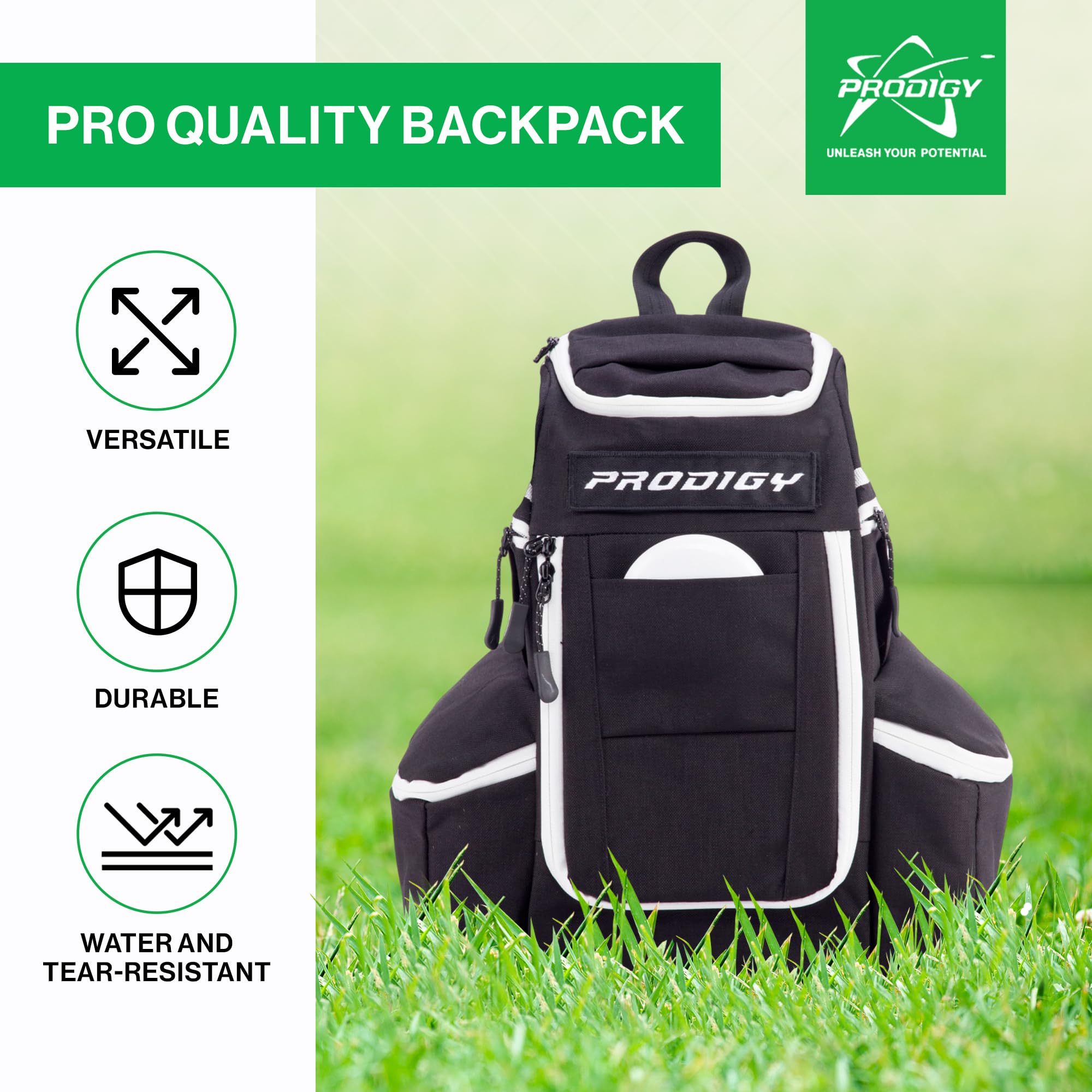 Prodigy Disc Apex Disc Golf Backpack - 20+ Disc Storage, Insulated Cooler Pocket, Umbrella Sleeve & Safety Pouches - Durable Cordura Nylon Material - Perfect for Tournaments, Practice Rounds & Outdoor Adventures