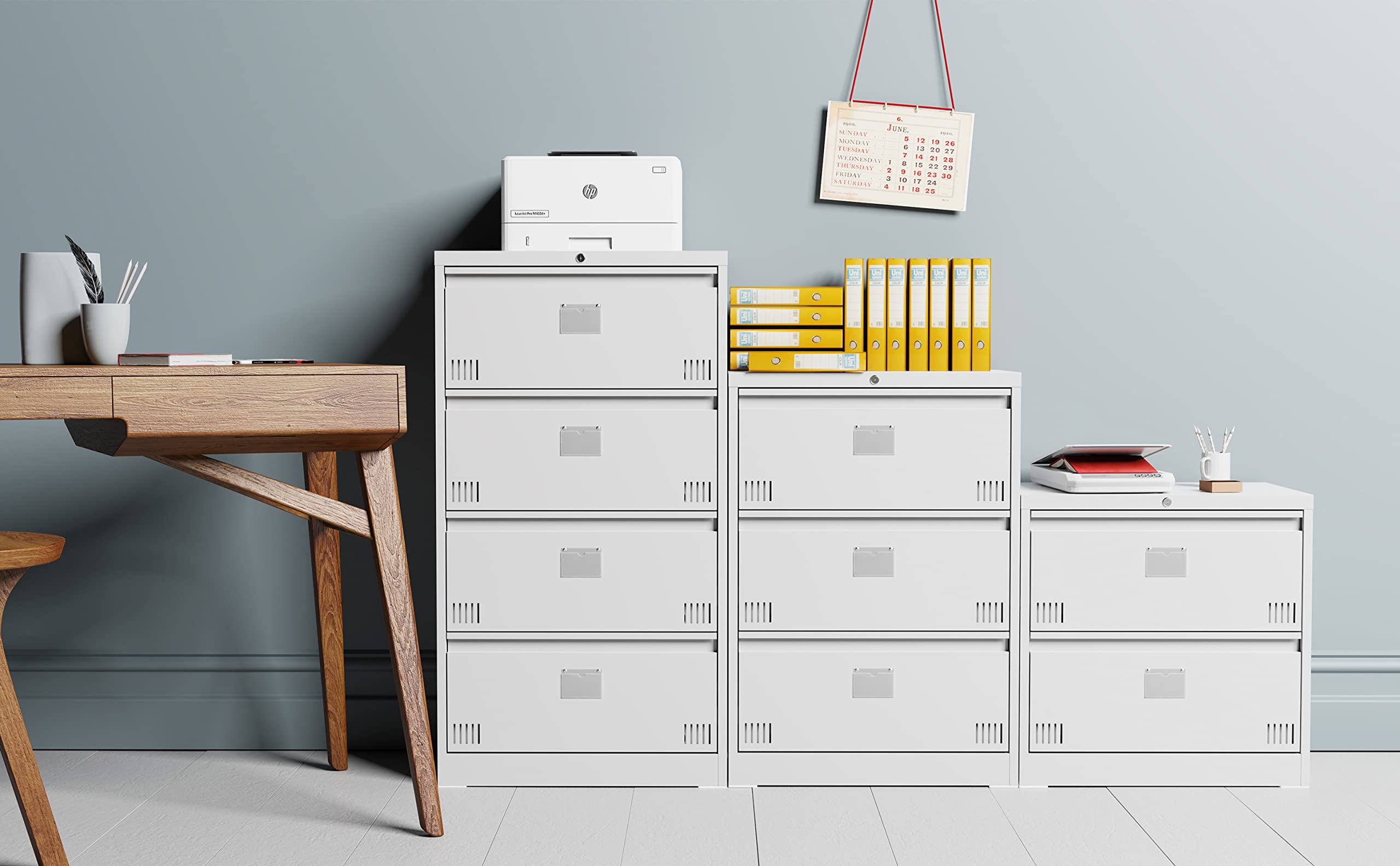 Petonline 4-Drawer Metal Lateral Filing Cabinet with Lock & Card Slot - Lockable Horizontal File Storage for Letter/Legal Documents - Perfect for Home Office Organization & Document Security