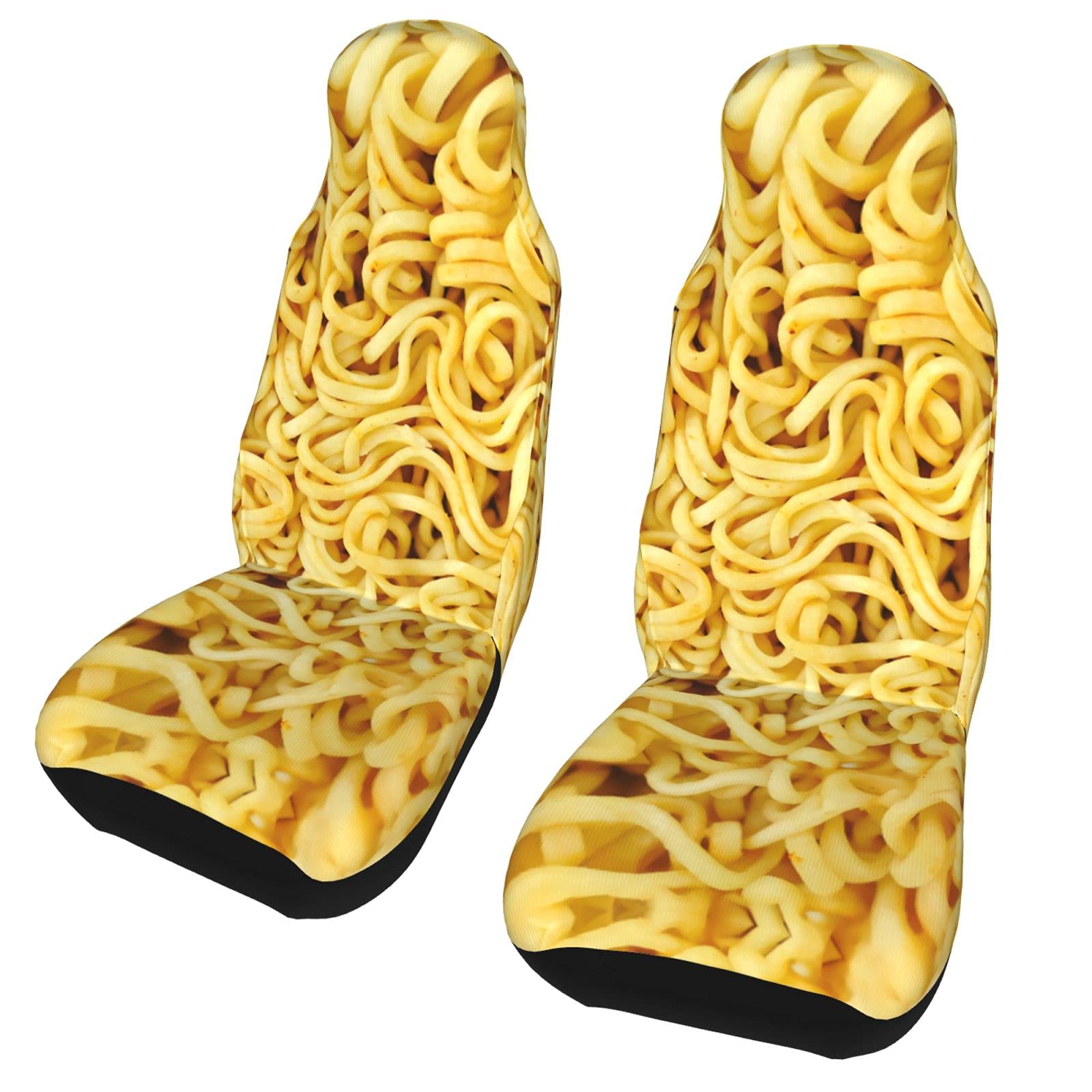 Funny Ramen Noodles Car Seat Covers - 2PC Universal Front Seat Protectors for Cars & SUVs | Waterproof Automotive Accessories for Daily Commute & Road Trips