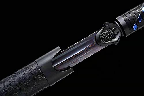 Authentic Chinese Wushu Sword - Sharp Purple Damascus Steel Kung Fu Saber | Battle Ready Martial Arts Weapon for Training, Performance & Collection